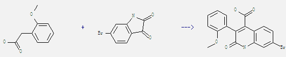 6-Bromoisatin can react with (2-methoxy-phenyl)-acetic acid to get 7-bromo-3-(2-methoxyphenyl)-2-oxo-1,2-dihydroquinoline-4-carboxylic acid